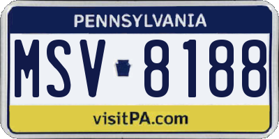 PA license plate MSV8188
