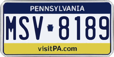 PA license plate MSV8189