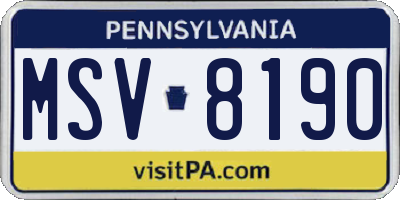 PA license plate MSV8190