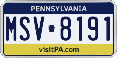 PA license plate MSV8191