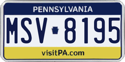 PA license plate MSV8195