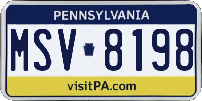 PA license plate MSV8198