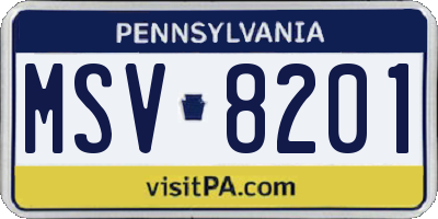 PA license plate MSV8201