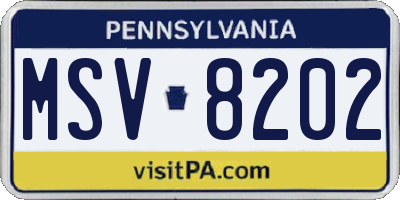 PA license plate MSV8202