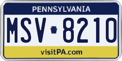 PA license plate MSV8210