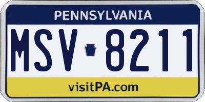 PA license plate MSV8211