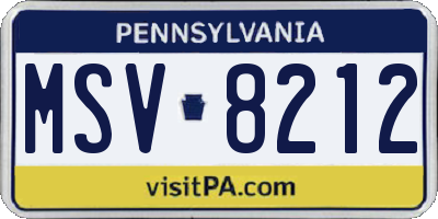 PA license plate MSV8212