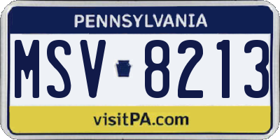 PA license plate MSV8213