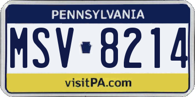 PA license plate MSV8214