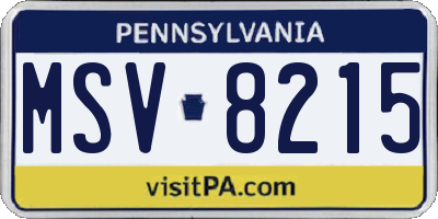 PA license plate MSV8215