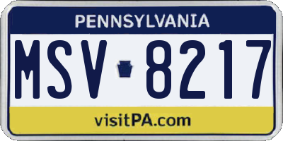 PA license plate MSV8217