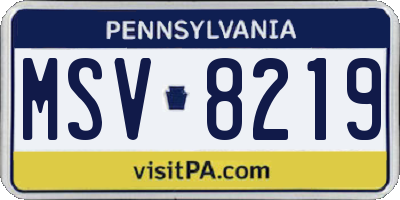 PA license plate MSV8219