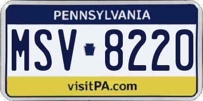 PA license plate MSV8220