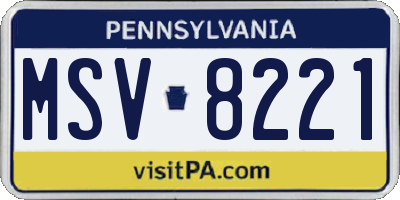 PA license plate MSV8221