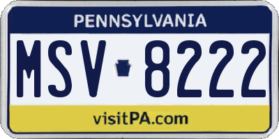 PA license plate MSV8222