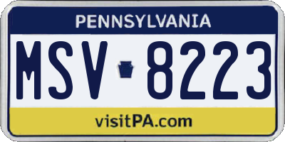 PA license plate MSV8223
