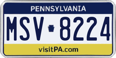 PA license plate MSV8224