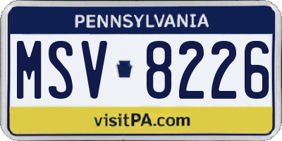 PA license plate MSV8226