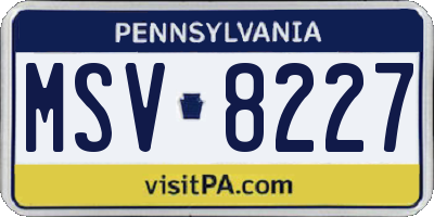 PA license plate MSV8227