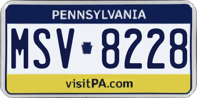 PA license plate MSV8228
