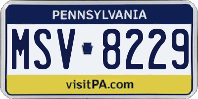 PA license plate MSV8229