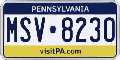 PA license plate MSV8230