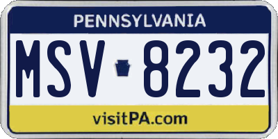 PA license plate MSV8232