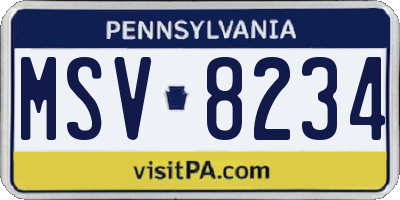 PA license plate MSV8234