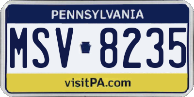 PA license plate MSV8235