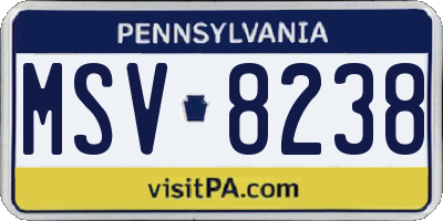 PA license plate MSV8238