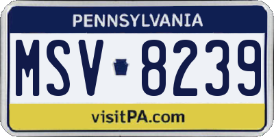 PA license plate MSV8239
