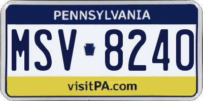 PA license plate MSV8240