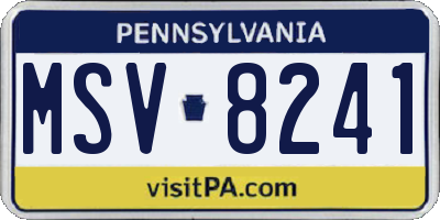 PA license plate MSV8241