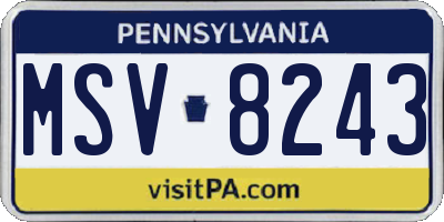 PA license plate MSV8243
