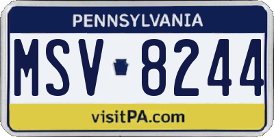 PA license plate MSV8244