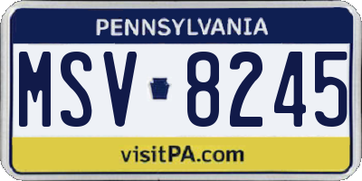PA license plate MSV8245