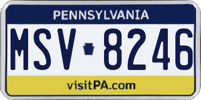 PA license plate MSV8246