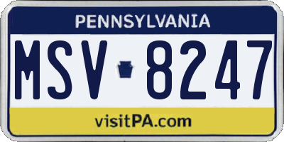 PA license plate MSV8247