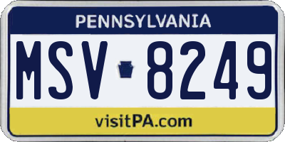 PA license plate MSV8249