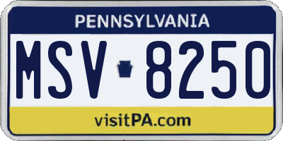 PA license plate MSV8250