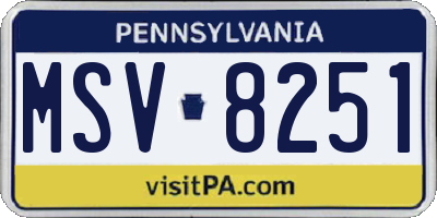 PA license plate MSV8251