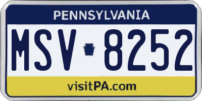PA license plate MSV8252