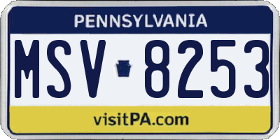 PA license plate MSV8253