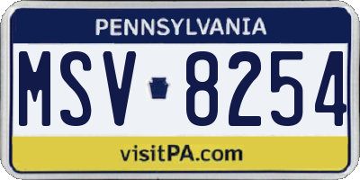 PA license plate MSV8254