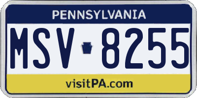 PA license plate MSV8255