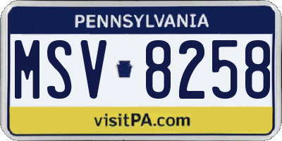 PA license plate MSV8258
