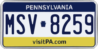 PA license plate MSV8259
