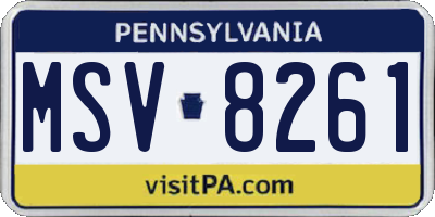PA license plate MSV8261