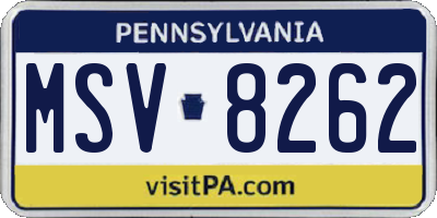 PA license plate MSV8262