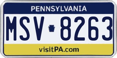PA license plate MSV8263